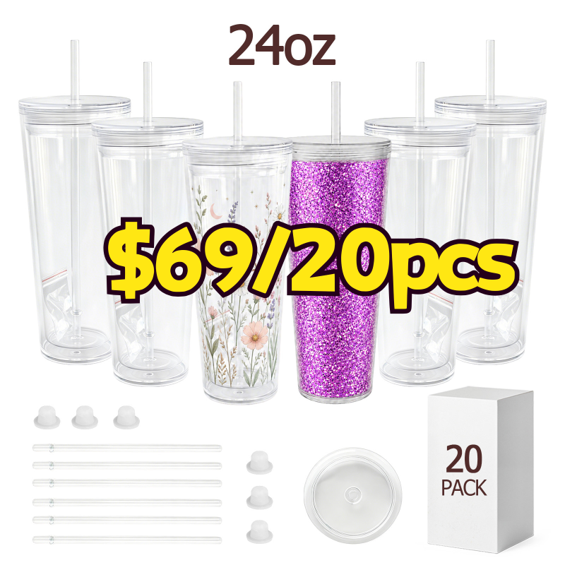 USA Warehouse RTS 16oz/24oz Plastic Snow Globe Tumbler with Pre-drilled Hole Acrylic Plastic Double Walled Cups Free Shipping (pre-drilled and with plugs) (20PCS)