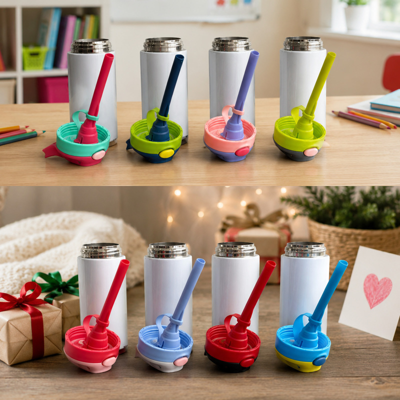 NEW US RTS 12oz/350ml Sublimation Bounce Kids Bottle Stainless Steel Flip Top Kids Cup Tumbler Free Shipping (30PCS)