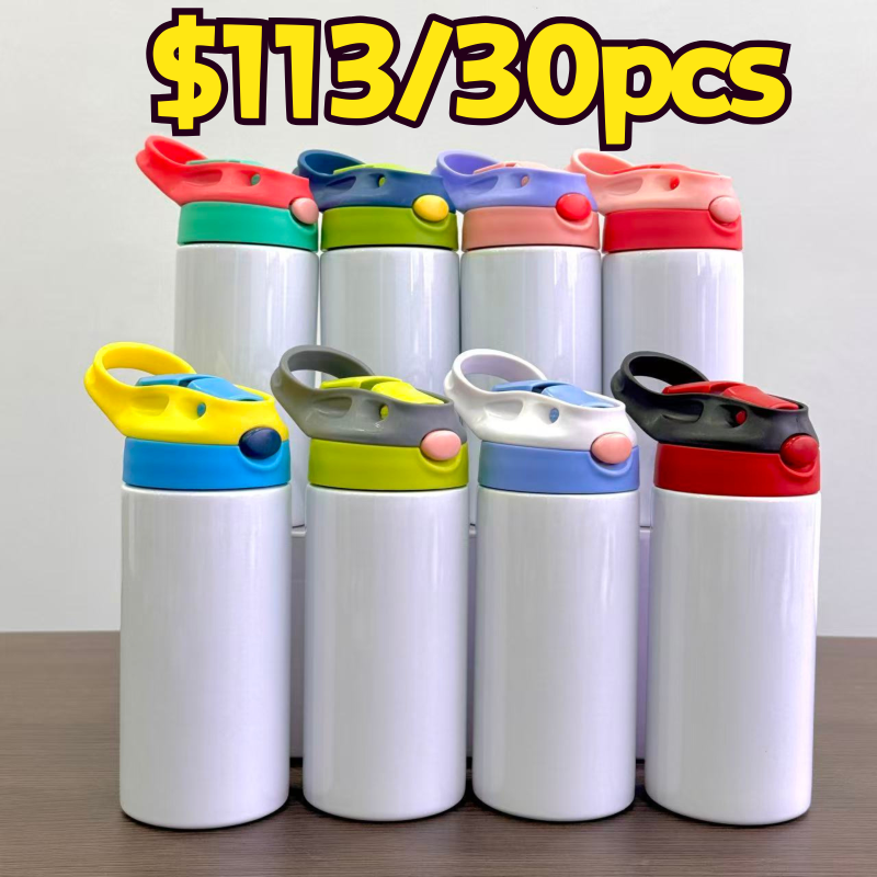 NEW US RTS 12oz/350ml Sublimation Bounce Kids Bottle Stainless Steel Flip Top Kids Cup Tumbler Free Shipping (30PCS)