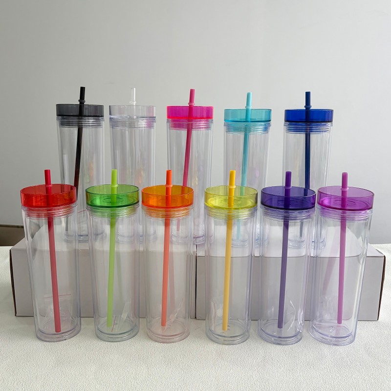 New China Warehouse 16oz Plastic Pre-drilled Snow Globe Bottle Straight Tumbler Acrylic Snowglobe Tumbler Bottle Plastic Cups (with hole & plugs) Free Shipping (25PCS/40PCS))