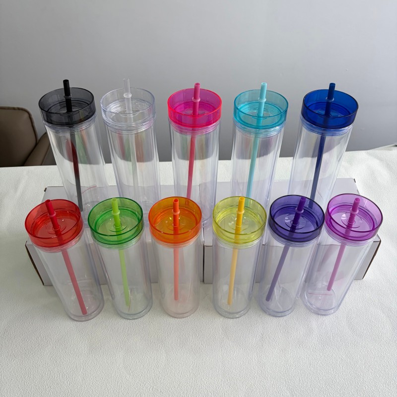 New China Warehouse 16oz Plastic Pre-drilled Snow Globe Bottle Straight Tumbler Acrylic Snowglobe Tumbler Bottle Plastic Cups (with hole & plugs) Free Shipping (25PCS/40PCS))