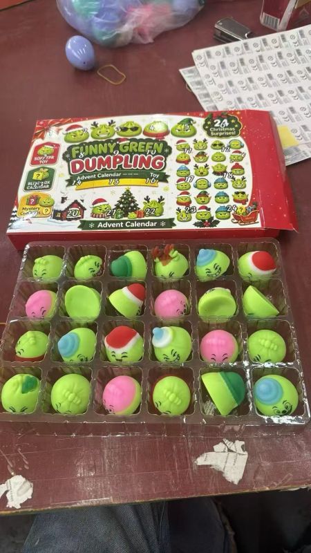 Christmas Advent Calendar Grinch Dumplings Mini Dumplings Squishy Squeeze Toy Gift for Christmas Gifts Free Shipping (12pcs/24pcs)