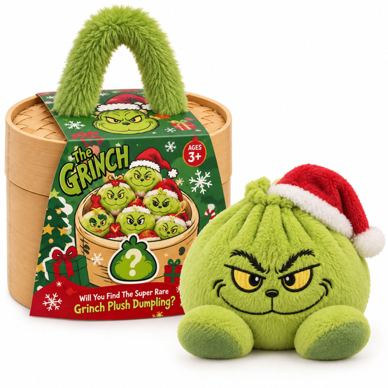 15cm Grinch Plush Dumplings with Streamer Box Plush Toy Gift for Christmas Gifts Free Shipping (12pcs/24pcs)