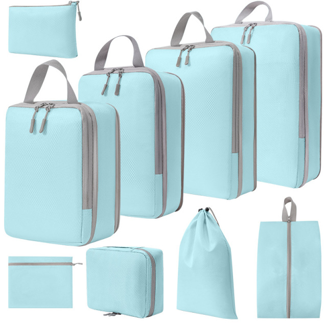 JUSTOP wholesale 9pcs set travel luggage organizer packing cubes travel bag
