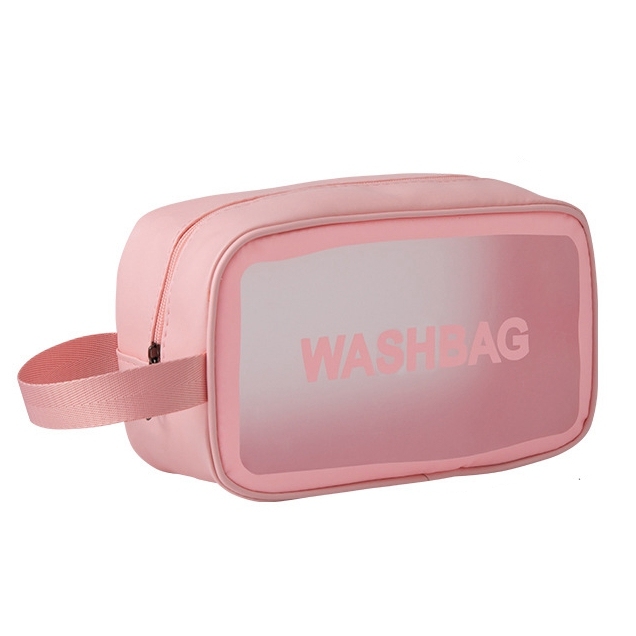 JUSTOP custom logo pvc new cosmetic bag transparent pink cosmetic packaging bag