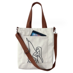 JUSTOP wholesale bestselling canvas tote bag for college students  shopping tote art gift bags  blank foldable shopping bags tote bag cotton canvas messenger bag