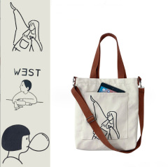 JUSTOP wholesale bestselling canvas tote bag for college students  shopping tote art gift bags  blank foldable shopping bags tote bag cotton canvas messenger bag