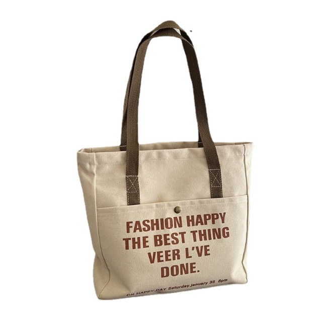 JUSTOP environmental protection women's tote bags wholesale reusable shopping bag canvas bag with pocket and zipper waterproof blank canvas tote bags