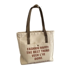 JUSTOP environmental protection women's tote bags wholesale reusable shopping bag canvas bag with pocket and zipper waterproof blank canvas tote bags