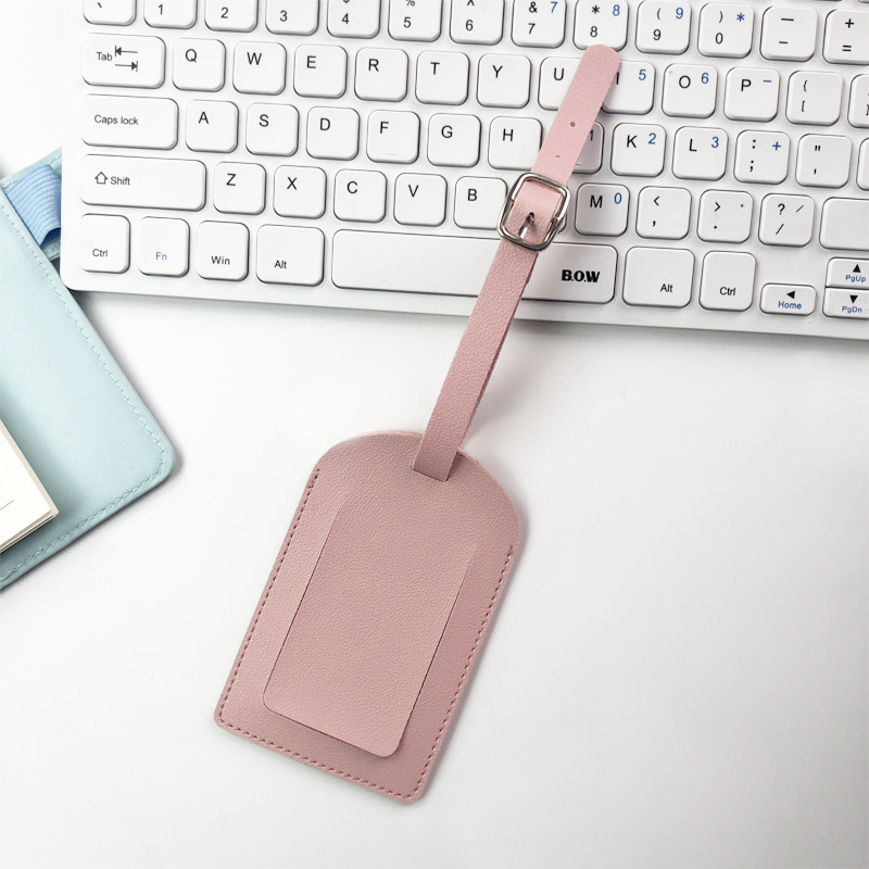 JUSTOP Wholesale PU Travel Luggage Tag Custom Logo Leather High Quality Luggage Tag with Name ID Card