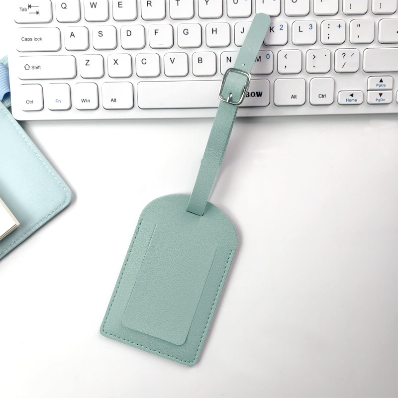 JUSTOP Wholesale PU Travel Luggage Tag Custom Logo Leather High Quality Luggage Tag with Name ID Card