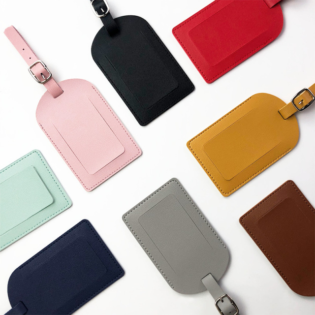 JUSTOP Wholesale PU Travel Luggage Tag Custom Logo Leather High Quality Luggage Tag with Name ID Card
