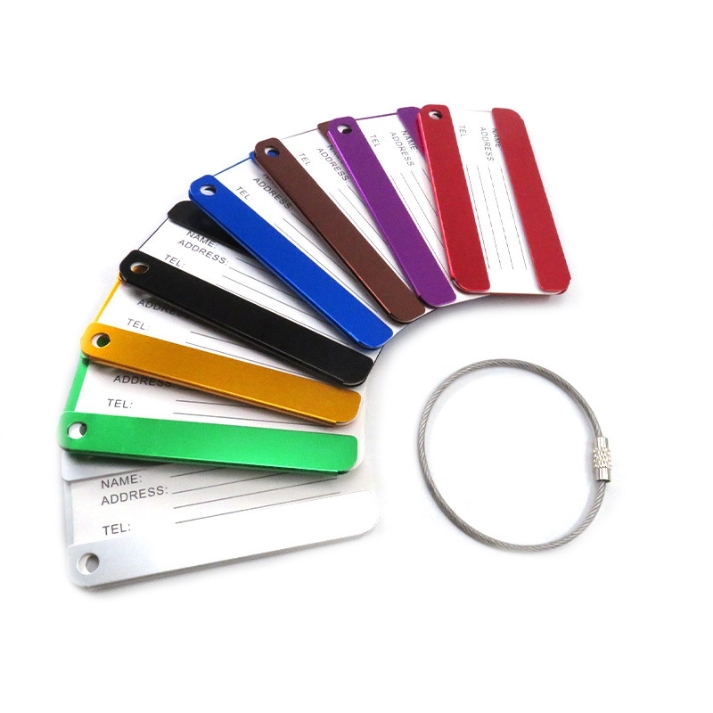 JUSTOP Best Selling Durable Custom Blank Aluminum Luggage Tags Engraved Personalized  Metal Luggage Tag Strap Loop