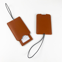 JUSTOP Travel Luggage Bag Tag Soft Leather Waterproof PU Luggage Tag Custom Logo With PVC Strap
