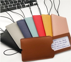 JUSTOP Travel Luggage Bag Tag Soft Leather Waterproof PU Luggage Tag Custom Logo With PVC Strap