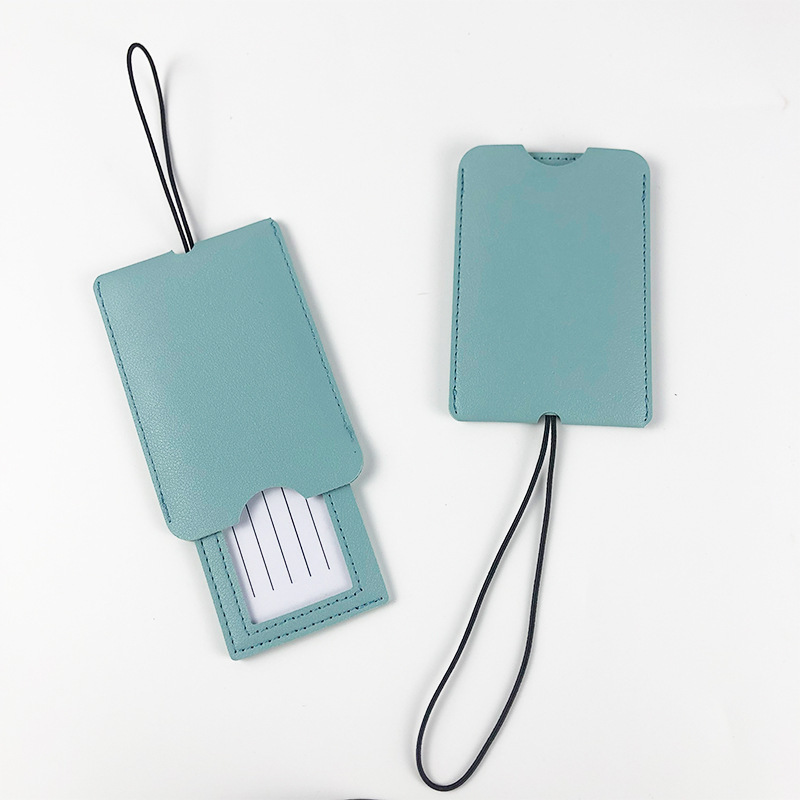 JUSTOP Travel Luggage Bag Tag Soft Leather Waterproof PU Luggage Tag Custom Logo With PVC Strap