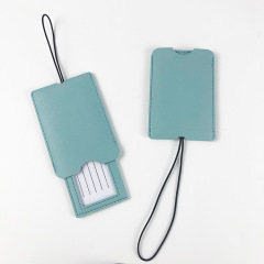 JUSTOP Travel Luggage Bag Tag Soft Leather Waterproof PU Luggage Tag Custom Logo With PVC Strap