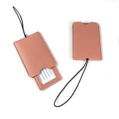 JUSTOP Travel Luggage Bag Tag Soft Leather Waterproof PU Luggage Tag Custom Logo With PVC Strap