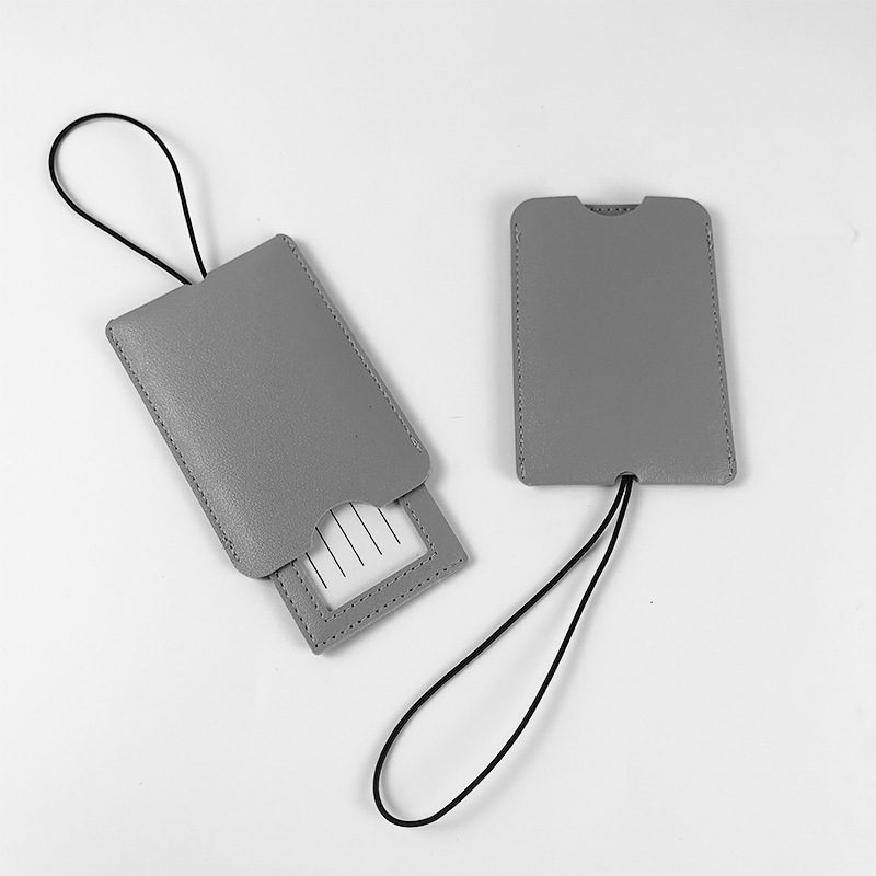 JUSTOP Travel Luggage Bag Tag Soft Leather Waterproof PU Luggage Tag Custom Logo With PVC Strap