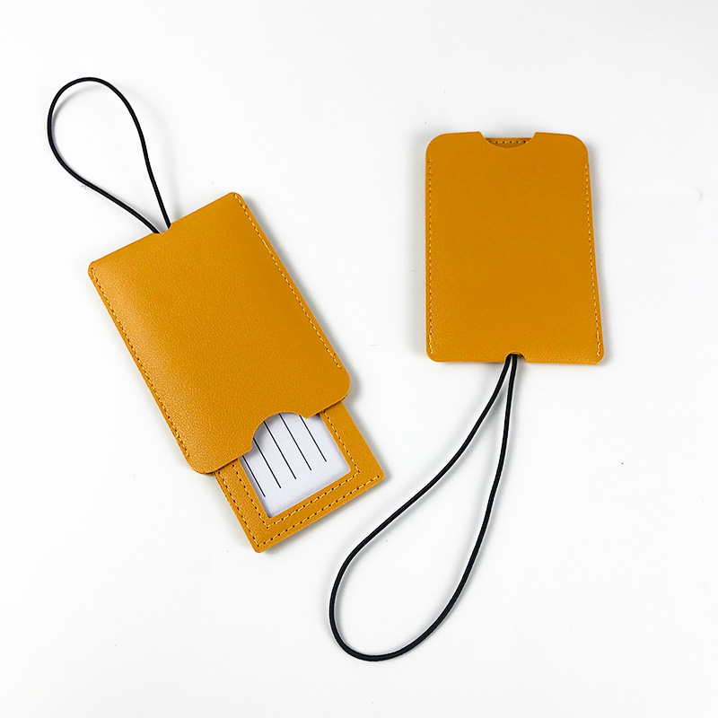 JUSTOP Travel Luggage Bag Tag Soft Leather Waterproof PU Luggage Tag Custom Logo With PVC Strap