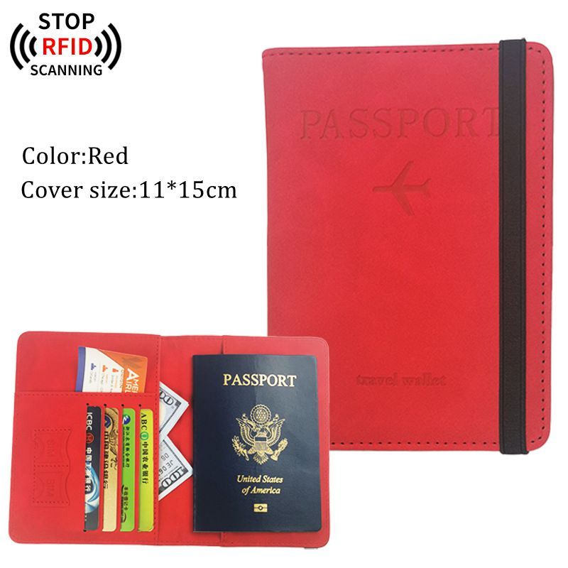 JUSTOP Wholesale Custom Design Waterproof RFID Blocking Leather Travel Wallet Passport Holder Cover