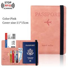 JUSTOP Wholesale Custom Design Waterproof RFID Blocking Leather Travel Wallet Passport Holder Cover