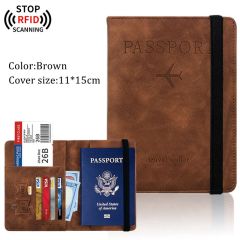 JUSTOP Wholesale Custom Design Waterproof RFID Blocking Leather Travel Wallet Passport Holder Cover