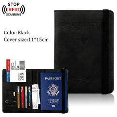 JUSTOP Wholesale Custom Design Waterproof RFID Blocking Leather Travel Wallet Passport Holder Cover