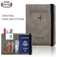 JUSTOP Wholesale Custom Design Waterproof RFID Blocking Leather Travel Wallet Passport Holder Cover