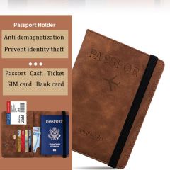 JUSTOP Wholesale Custom Design Waterproof RFID Blocking Leather Travel Wallet Passport Holder Cover