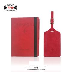 JUSTOP Wholesale Luxury Leather Customized Design Family RFID Holder Passport And Luggage Label Travel Set