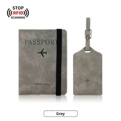 JUSTOP Wholesale Luxury Leather Customized Design Family RFID Holder Passport And Luggage Label Travel Set