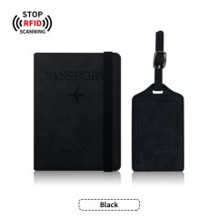 JUSTOP Wholesale Luxury Leather Customized Design Family RFID Holder Passport And Luggage Label Travel Set