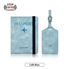 JUSTOP Wholesale Luxury Leather Customized Design Family RFID Holder Passport And Luggage Label Travel Set