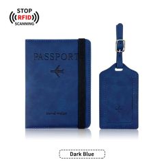JUSTOP Wholesale Luxury Leather Customized Design Family RFID Holder Passport And Luggage Label Travel Set