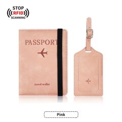 JUSTOP Wholesale Luxury Leather Customized Design Family RFID Holder Passport And Luggage Label Travel Set
