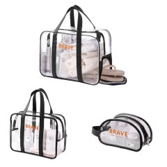 JUSTOP High quality PVC transparent handbags Waterproof visual travel makeup storage bag
