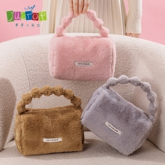 JUSTOP Factory Custom Travel Makeup Bag Plush Pink Makeup Storage Bag Toiletry Bag