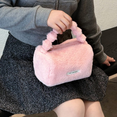 JUSTOP Factory Custom Travel Makeup Bag Plush Pink Makeup Storage Bag Toiletry Bag