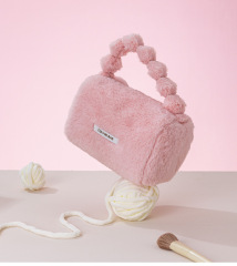 JUSTOP Factory Custom Travel Makeup Bag Plush Pink Makeup Storage Bag Toiletry Bag