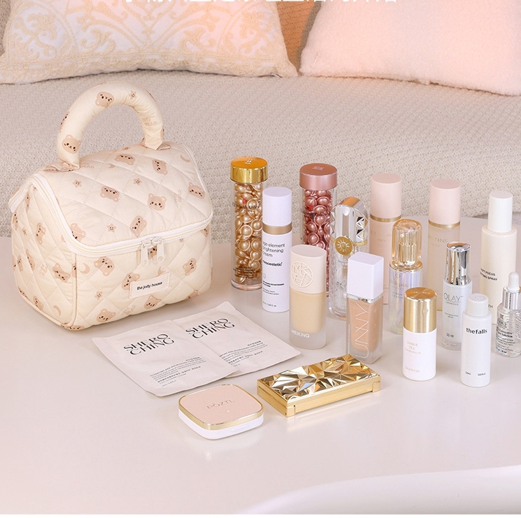 JUSTOP New Large Capacity Fashion Makeup Bags Cute Cartoon Small House Travel Storage Toiletry Bags with Zipper