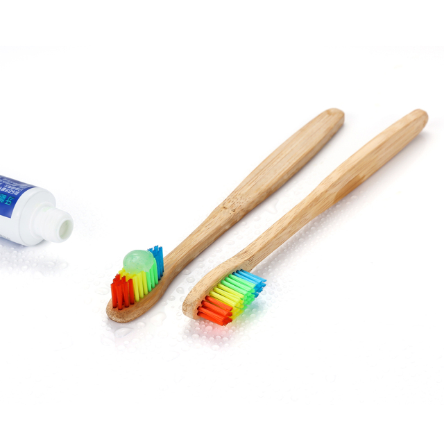 Vaclav 1PC Bamboo Toothbrush Rainbow Bamboo Tooth Brush Fibre Toothbrush Colorful Wood Wooden Toothbrush Soft Bristle Brush Heads