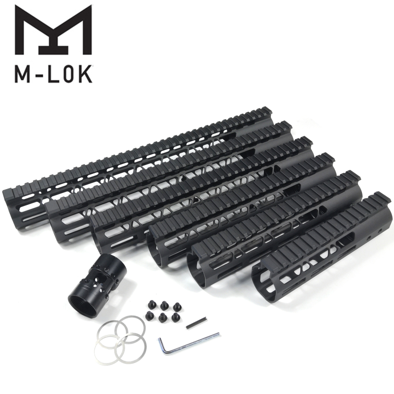 Black Anodized Ultra Light Super Slim Free Float 223 M-LOK Handguard With Steel Barrel Nut