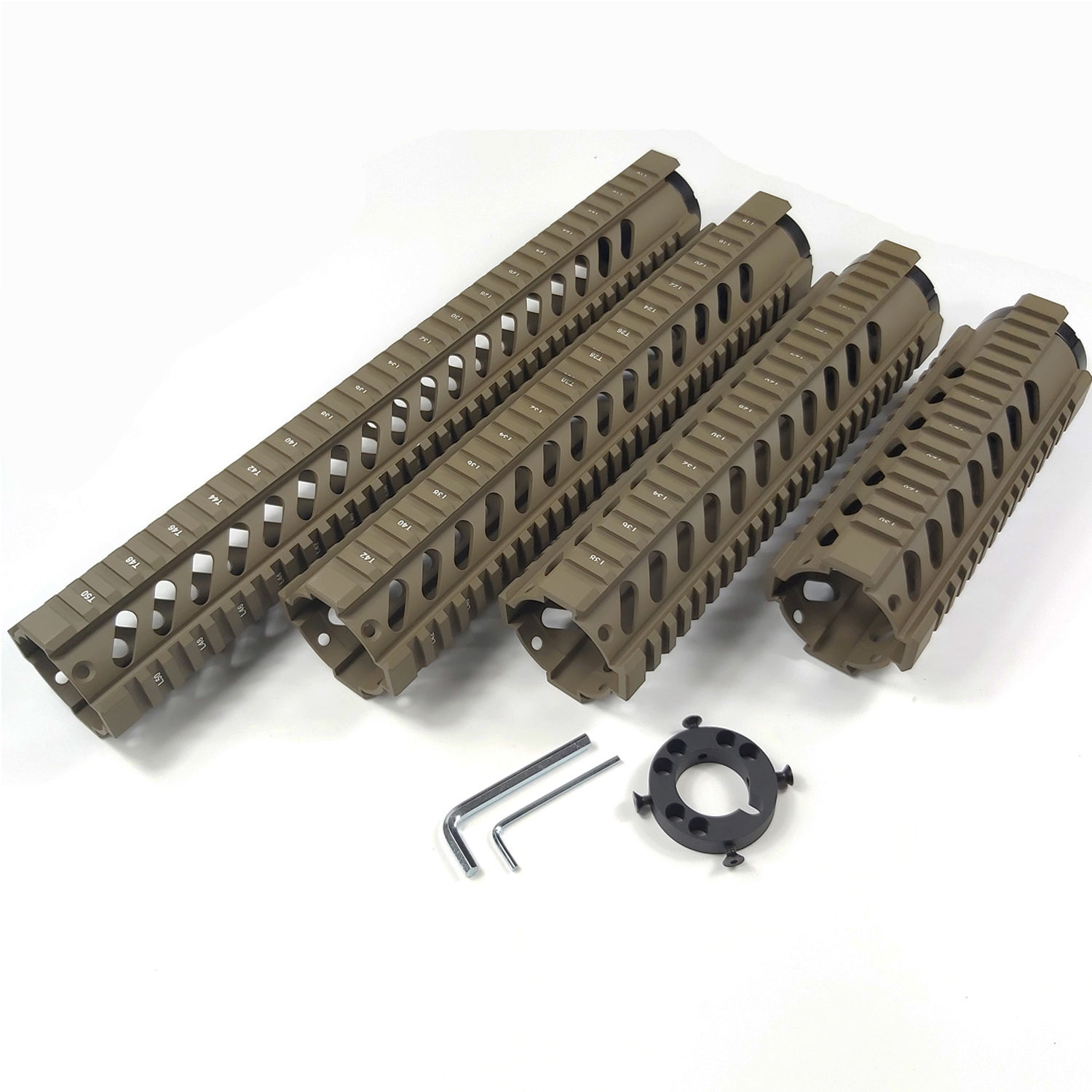 Free Float 223 Quad Rail Handguard With End Cap FDE Color
