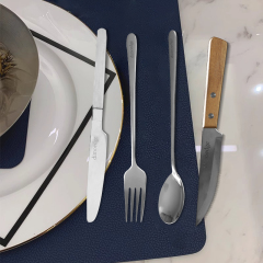 4-Piece Stainless Steel Cutlery Set – Fork, Spoon, Butter Knife & Wooden-Handle Steak Knife