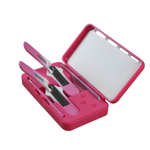 dimoedge Pink 4-Piece Nail Clipper Set – Manicure Kit with Case, Nail Clipper, Cuticle Nipper, File &amp; Ear Pick
