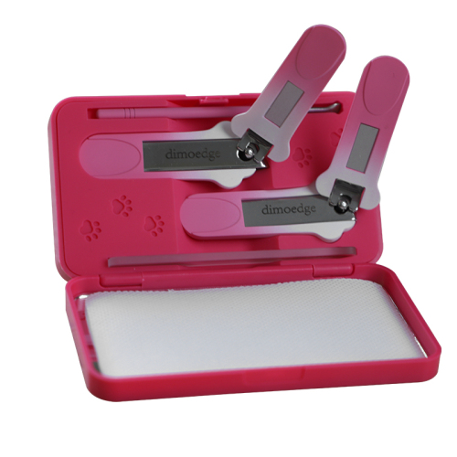 dimoedge Pink 4-Piece Nail Clipper Set – Manicure Kit with Case, Nail Clipper, Cuticle Nipper, File & Ear Pick
