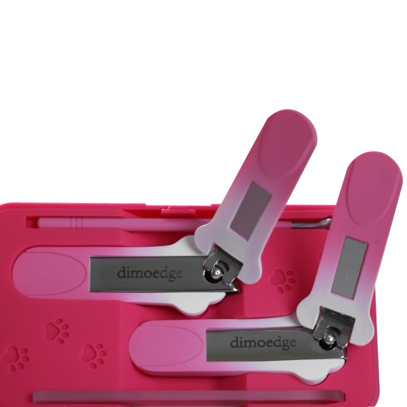 dimoedge Pink 4-Piece Nail Clipper Set – Manicure Kit with Case, Nail Clipper, Cuticle Nipper, File & Ear Pick