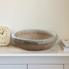 Dimoedge 28cm Round Wicker Basket – Handwoven Food & Storage Organizer, 9cm Deep