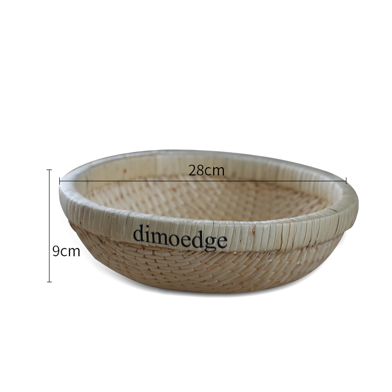 Dimoedge 28cm Round Wicker Basket – Handwoven Food & Storage Organizer, 9cm Deep